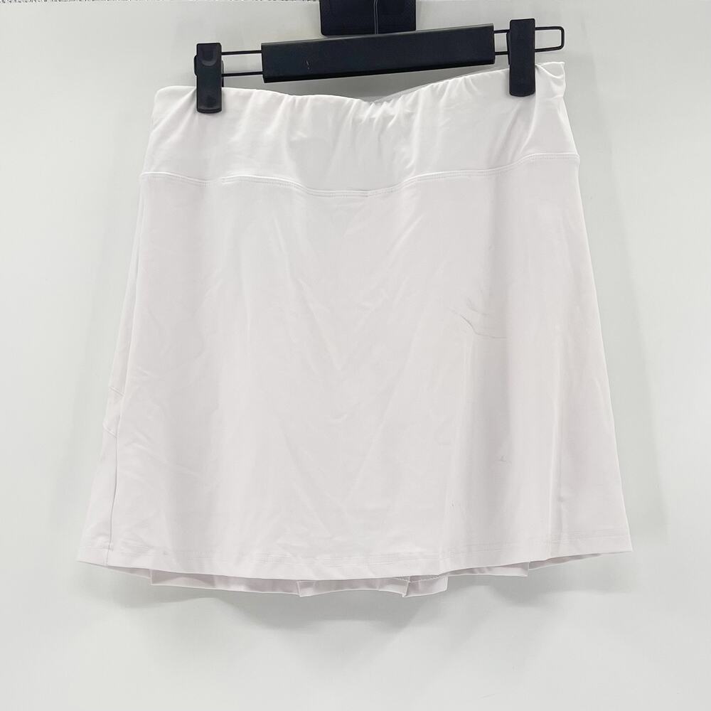 Athleta Women's White Pleated High Waist Tennis Gold Athletic Skirt Size L
